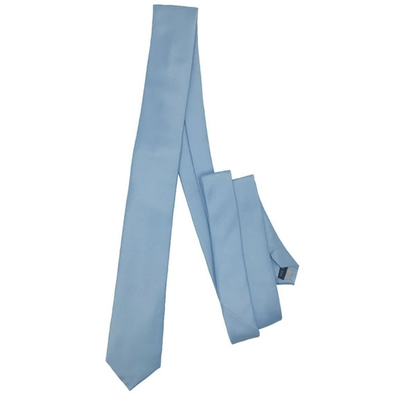 Mens Dusty Blue Formal Satin Self-Tie Skinny Tie in a Variety of Colors by Spencer Js Signature Satin Collection