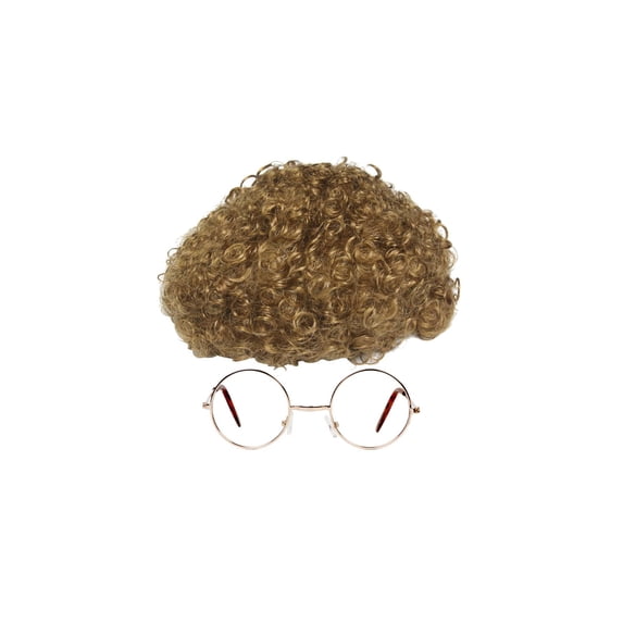 Mens Dynomite Costume Kit, Circular Gold Frame Clear Lens Sunglass