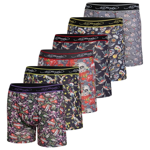 Mens ED BB 6 PK 6PK - Graphic Skulls & Roses