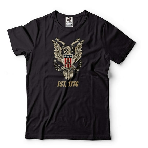 Mens Eagle Est 1776 Shirt American Eagle Tee USA Patriotic Tee US Freedom Shirt Independence Day Tee (5X-Large Black)