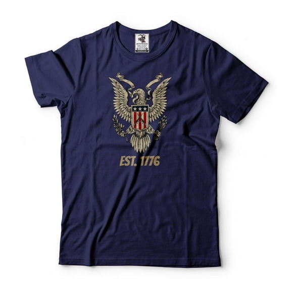Mens Eagle Est 1776 Shirt American Eagle Tee USA Patriotic Tee US Freedom Shirt Independence Day Tee (X-Large Navy Blue)