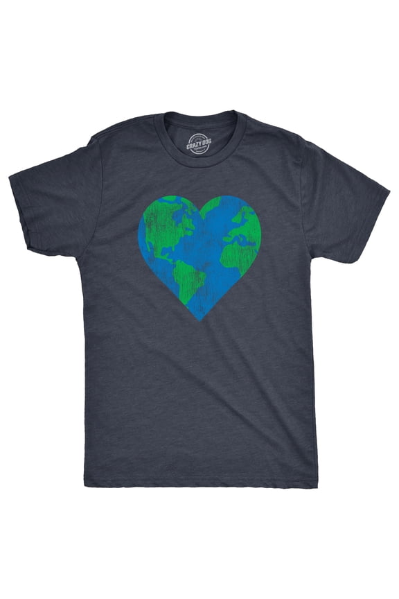 Mens Earth Heart T Shirt Funny Awesome Earth Day Nature Lovers Tee for Guys Graphic Tees