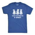 thumbnail image 1 of Mens Easily Distracted By Bunnies T shirt Funny Rabbit Party Gift for Basket Graphic Tees, 1 of 9
