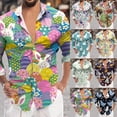 thumbnail image 1 of Mens Easter 3D Digital Print Long Sleeve Button Down Shirt Lightweight Breathable Casual Top for Spring Summer Slim Fit Pink M, 1 of 7