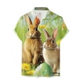 thumbnail image 1 of Mens Easter Day T Shirts Button Down Short Sleeve Fun Tops Bunny Printed Spring Casual Tees, 1 of 4