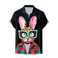 thumbnail image 1 of Mens Easter Day T Shirts Button Down Short Sleeve Fun Tops Bunny Printed Spring Casual Tees, 1 of 4