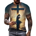 thumbnail image 1 of Mens Easter Golf Shirts Letter Print Short Sleeve Round Neck Floral Bottoming Mens Graphic T-Shirts,Beige,L, 1 of 5