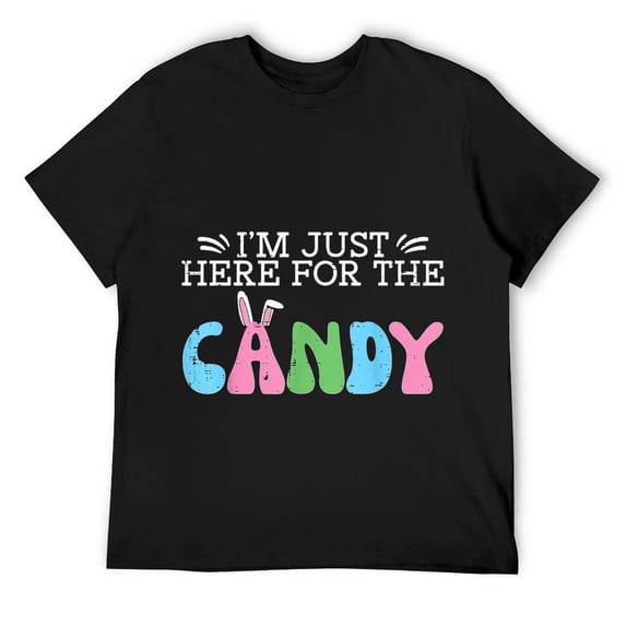 Mens Easter Just Here For Candy Funny Girls Boys Kids Toddler T-Shirt Black