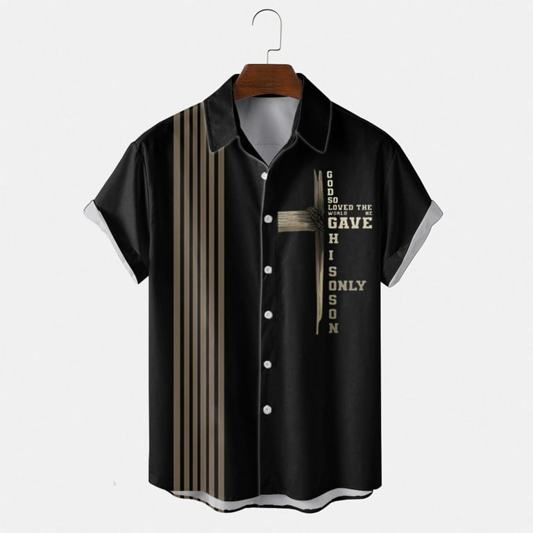 Easter Men Shirts- Male Easter Summer Casual Short Sleeve Button