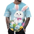 thumbnail image 1 of Mens Easter T Shirt Theme Print Short Sleeve Round Neck Floral Trend Bottoming Rugby Shirt for Men,White,M, 1 of 4