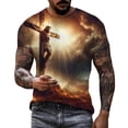 thumbnail image 1 of Mens Easter T Shirts Letter Print Short Sleeve Round Neck Floral Bottoming Mens Performance Polos,Khaki-1,L, 1 of 5