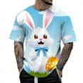 thumbnail image 1 of Mens Easter Tops Theme Print Short Sleeve Round Neck Floral Trend Bottoming Mens Graphic T-Shirts,Light Blue,M, 1 of 4