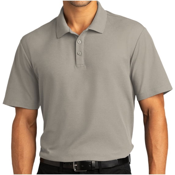 Mens Easy-Care Stain-Resistant Short Sleeve Polo Shirt, 3XL Gusty Gray
