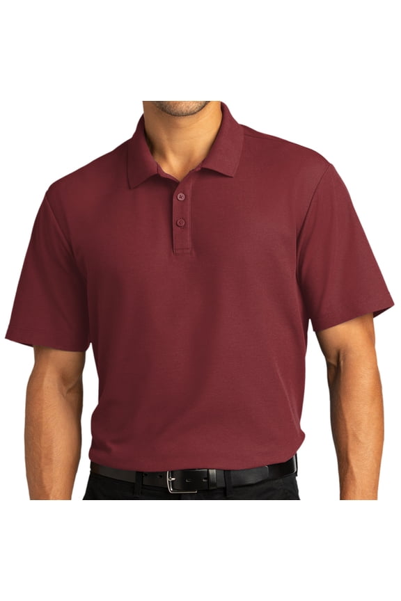 Mens Easy-Care Stain-Resistant Short Sleeve Polo Shirt, Extra-Small Burgundy