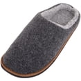 thumbnail image 1 of Mens Easy Slip On Fleece Lined Winter Mule Slippers with Hard Sole - Grey - Medium (US 9-10), 1 of 7
