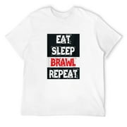 Mens Eat Sleep Brawl Repeat Gamer Design - Funny Gaming Nerd Gift T-Shirt White