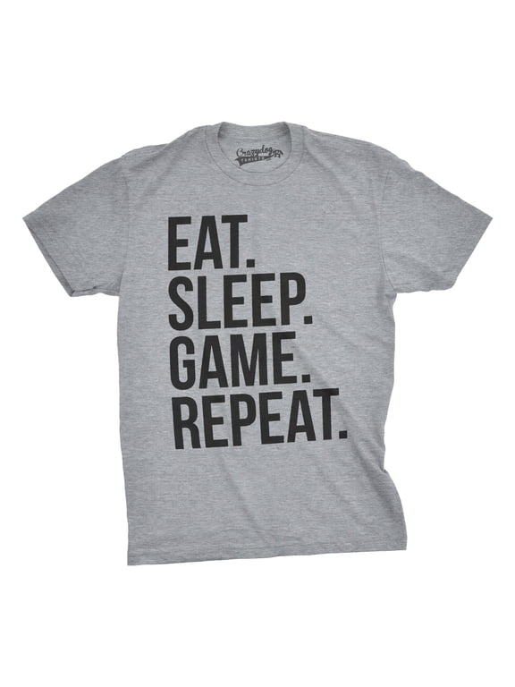 Mens Eat Sleep Game Repeat Funny Shirts Nerdy Gamer Tees Vintage Novelty T shirt Graphic Tees