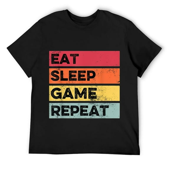Mens Eat Sleep Game Repeat Gaming Funny Video Gamer Gaming Gift T-Shirt Black