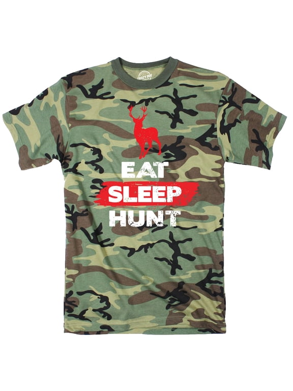 Mens Eat Sleep Hunt Funny Deer Hunting Camouflage Print T shirt Graphic Tees