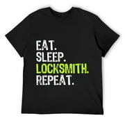 Mens Eat Sleep Locksmith Repeat Locksmithing Funny T-Shirt Black 2X-Large