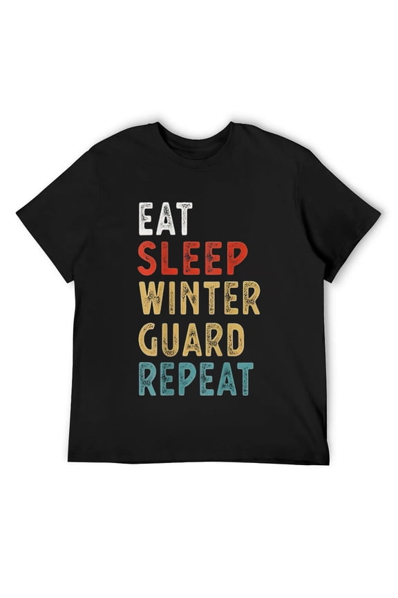 Mens Eat Sleep Winter Guard Repeat Funny Player Gift Idea T-Shirt Black