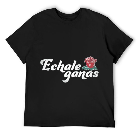 Mens Echale ganas rose vintage retro Mexican quote T-Shirt Black
