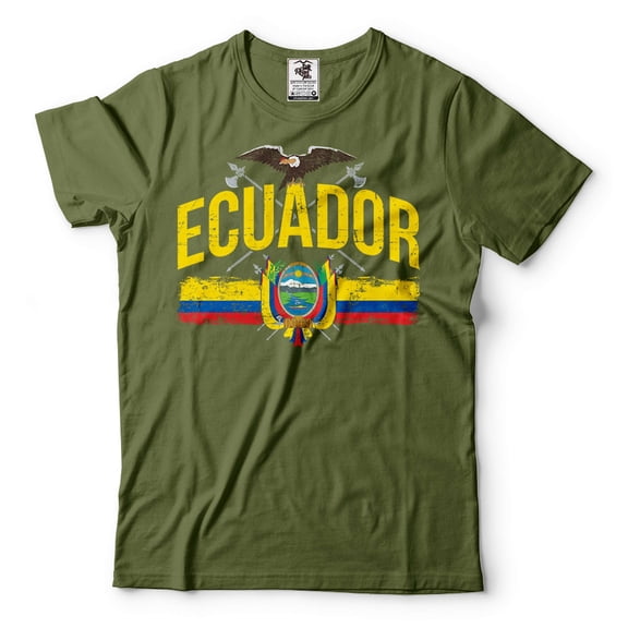 Mens Ecuador Patriotic Shirt Ecuadorian Gifts Ecuador National Country Flag Shirt Ecuadorian Shirts (Large Military Green)