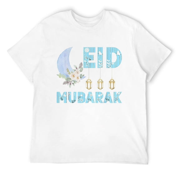Mens Eid Muslim Arab Clothing - Eid Mubarak T-Shirt White 3X-Large
