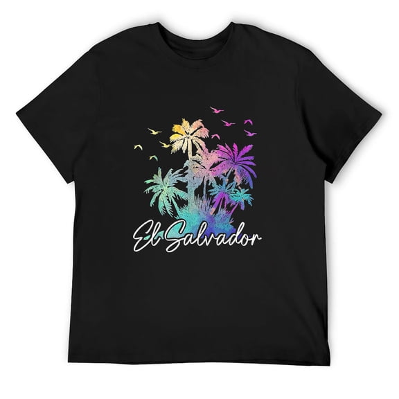 Mens El Salvador Salvadorian Beach Vintage Palm Trees Vacation T-Shirt Black 3X-Large
