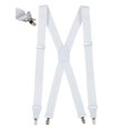 thumbnail image 1 of Mens Elastic No Slip "Pin Clip" x Back Suspenders With Leather Trim - White (Available in 2 Colors), 1 of 5