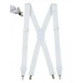 thumbnail image 1 of Mens Elastic No Slip "Pin Clip" X Back Suspenders With Leather Trim- White (Regular 46" Long), 1 of 5