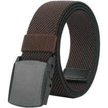 Mens Elastic Stretch Belt,Breathable Nylon Casual Web Belt for Men Women with No Metal Plastic Buckle for Work(Coffee)