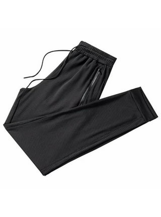 YUHAOTIN Mens Black Joggers 2023 Summer Ice Silk Nine Point Pants Corset  Straight Leg Solid Color Breathable Casual Sports Men's Long Pants,Black 