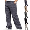 thumbnail image 1 of Mens Elastic Waist Pants Sevevn Full Elastic Waist Slant Pockets Side Pockets Straight Leg Relaxed Fit Cotton Woven Trousers for Casual Lounge Daily Wear, 1 of 5