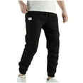 thumbnail image 1 of Mens Elastic Waist Pants with Drawstring Casual Slim Fit Jogger Pants with Pockets, Black, L, 1 of 6