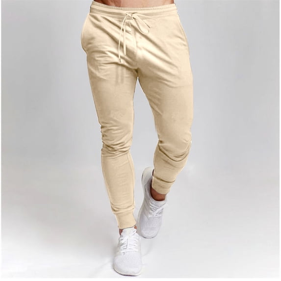 Mens Elastic Waistband Sweatpants with Drawstring Zipper Pockets Athletic Workout Track Pants Men Fall Winter Pants