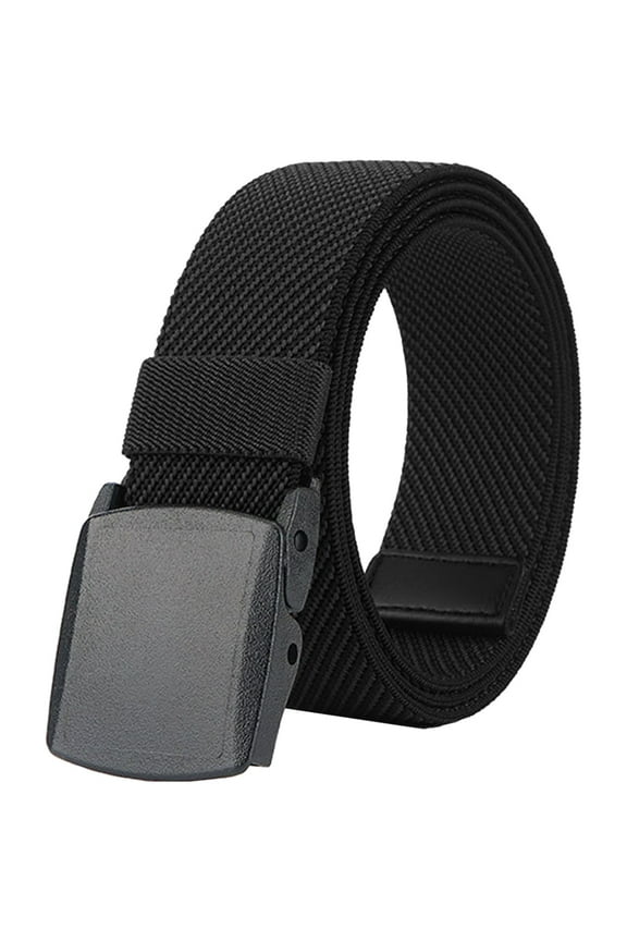 Mens Elastic Web Belts,Breathable Nylon Casual Web Belt for Men Women with No Metal Plastic Buckle for Work(Black)