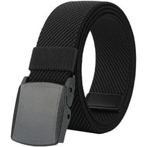 Mens Elastic Web Belts,Breathable Nylon Casual Web Belt for Men Women with No Metal Plastic Buckle for Work(Black)