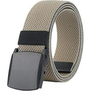 Mens Elastic Web Belts,Breathable Nylon Casual Web Belt for Men Women with No Metal Plastic Buckle for WorkKhaki