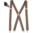 thumbnail image 1 of Mens Elastic X Back No Slip "Pin Clip" Straight Clip Suspenders - Tan (Regular 46" long), 1 of 5