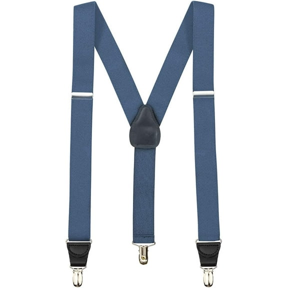 Mens Elastic Y-Back Adjustable Clip-on Suspender for Adult - Denim (Regular 46" Long)