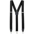 thumbnail image 1 of Mens Elastic Y-Back Adjustable Clip-on Suspenders with Leather Trim - Black (Regular, 46" Long), 1 of 6