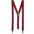 thumbnail image 1 of Mens Elastic Y-Back Adjustable Clip-on Suspenders with Leather Trim - Red ( Tall, 54" Long ), 1 of 6