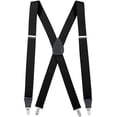 thumbnail image 1 of Mens Elastic x-Back Adjustable Clip-on Suspenders With Leather Trim - Black (Regular, 46" Long), 1 of 6
