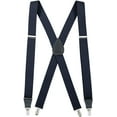 thumbnail image 1 of Mens Elastic x-Back Adjustable Clip-on Suspenders With Leather Trim - Navy (Regular, 46" Long), 1 of 6