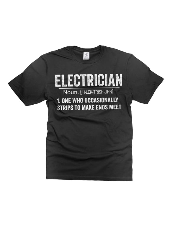Mens Electrician T-shirt Electrician Definition Shirt Father's Day Electrician Shirts (Medium Black)