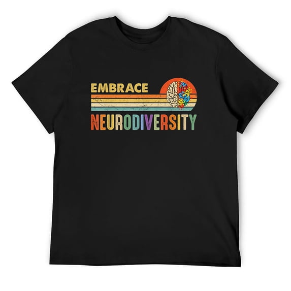 Mens Embrace Neurodiversity Autism Awareness Neurodivergent T-Shirt Black X-Large