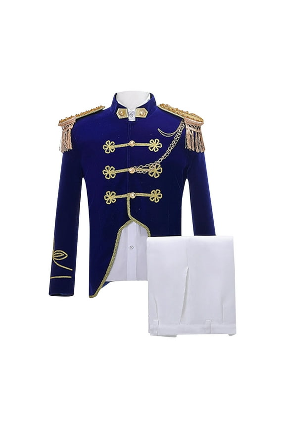 Mens Embroidered Palace Court Prince Victorian Outfits Halloween Costume Formal Dress Costume