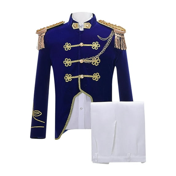 Mens Embroidered Palace Court Prince Victorian Outfits Halloween Costume Formal Dress Costume