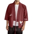 thumbnail image 1 of Mens Embroidery Style National Style Retro Hanfu Japanese Loose Cardigan Coat, 1 of 7